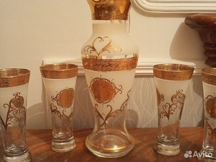 Графин со стаканами богемия