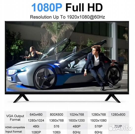 Переходник hdmi (male) x VGA (female) +AUX Rohs