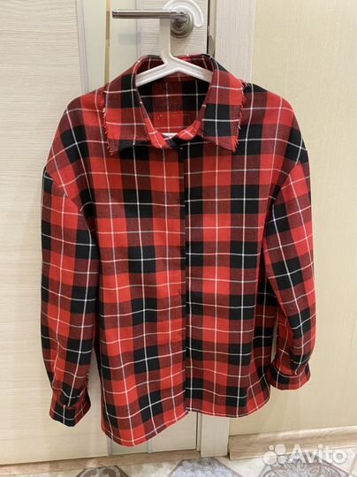 Рубашка в клетку утепленная женская