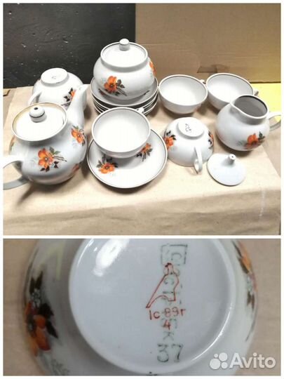 Чайный сервиз Маки Дулево, новый, 6 персон, 15 пре