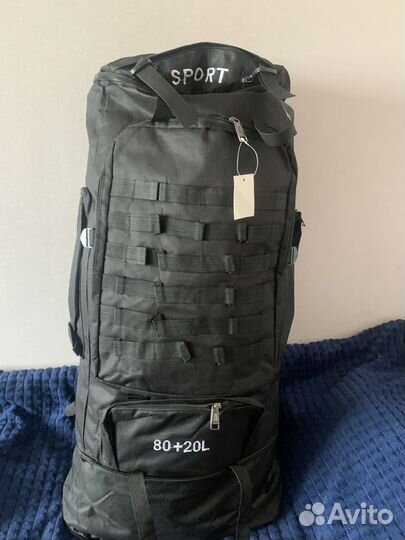 Туристический рюкзак чёрный новый 100-120 л