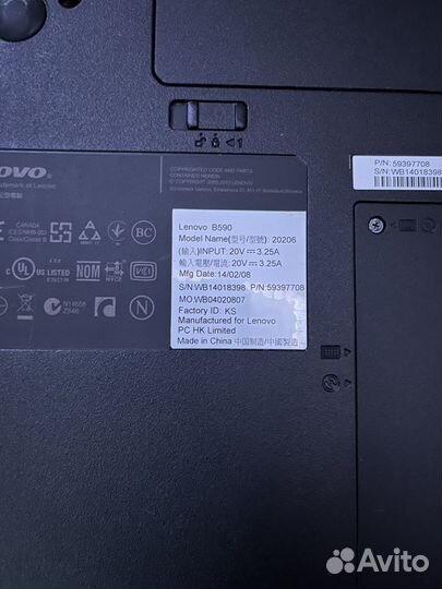 Ноутбук lenovo b590