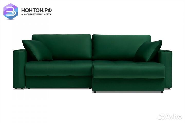 Диван угловой тик-так Монарх изумрудный