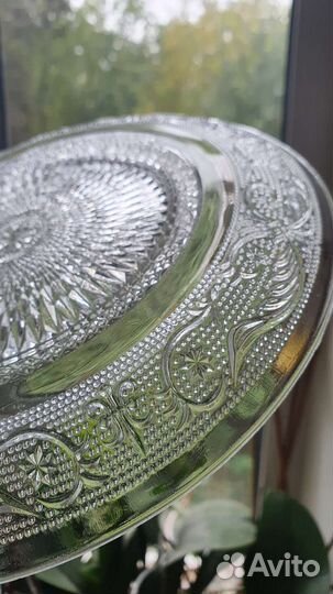 Тарелка блюдо пресс стекло