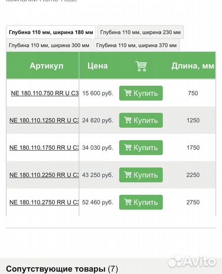 Внутренний конвектор Varmann 750 мм