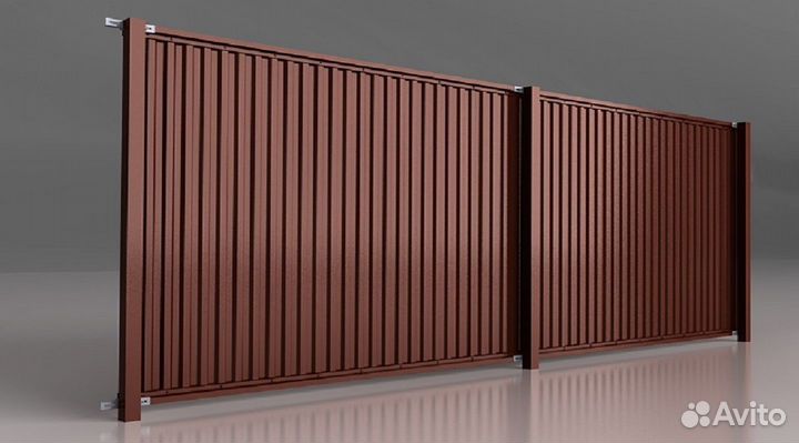 Забор из профнастила, Откатные ворота