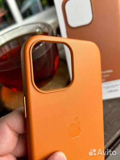 Чехол iPhone 13 Pro Max Кожа Оранжевый