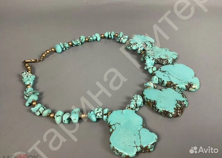Бусы колье из камня натуральная бирюза