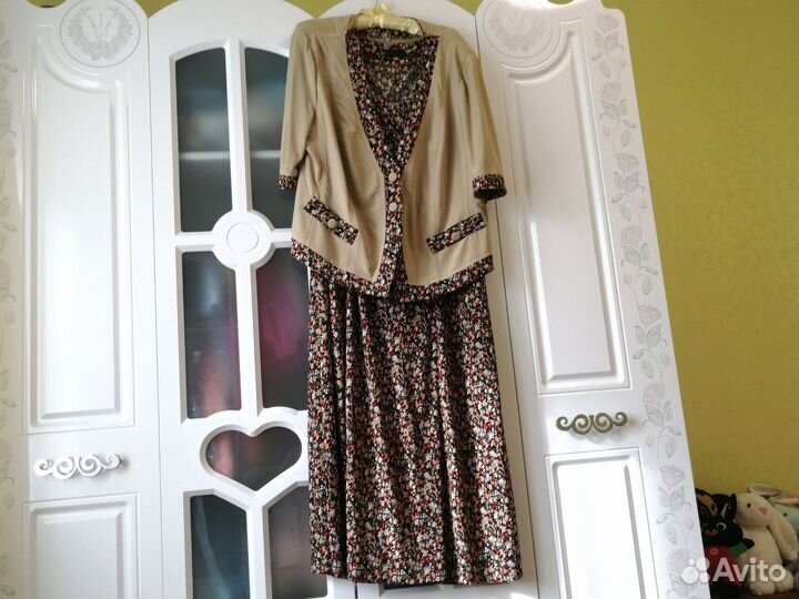 Костюм платье и жакет женский, размер 58