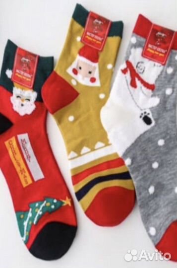 Новогодние носки 3шт в банке