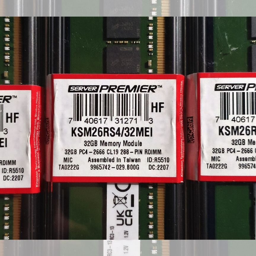 [PC4-2666] 32 Gb 2666 Mhz 1rx4 Rdimm Kingston Mei, Склад 7 Шт Pc4-2666