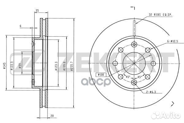 Диск торм. перед. Chevrolet Aveo (T200 T250 T