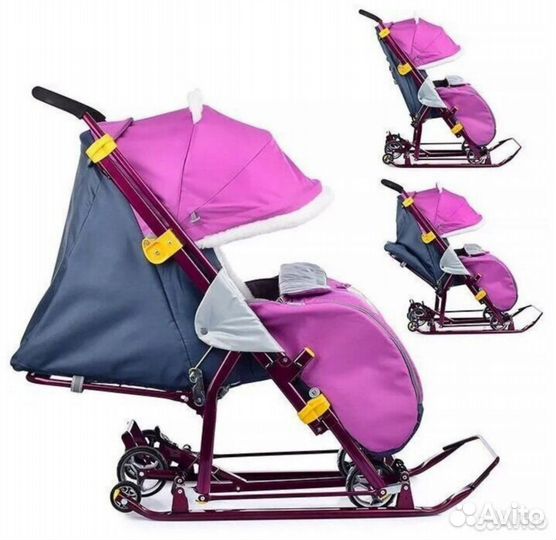 Детские санки коляска с колесами.бу