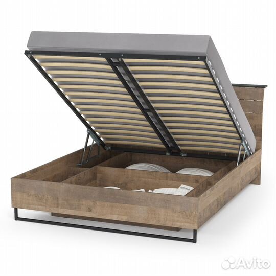 Кровать Трувор 1600 с подъёмным ортопедическим основан, цвет дуб гранж песочный/интра, шхгхв 165,2х2