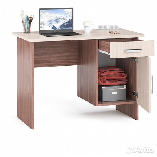 Стол письменный мд-109, цвет ясень шимо светлый/ясень шимо тёмный, шхгхв 105х57х75 см., не универсал