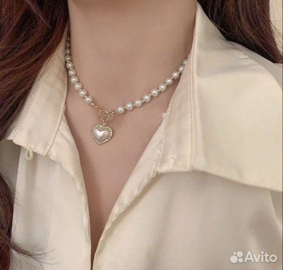 Ожерелье y2k кулон с сердцем лолита элегантное