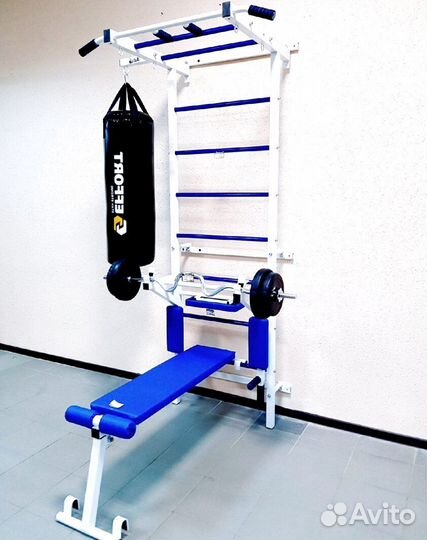 Шведская стенка с турником и брусьями