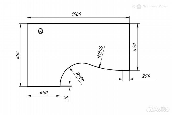 Стол письменный эргономичный левый Offix-new ocet 169(L)