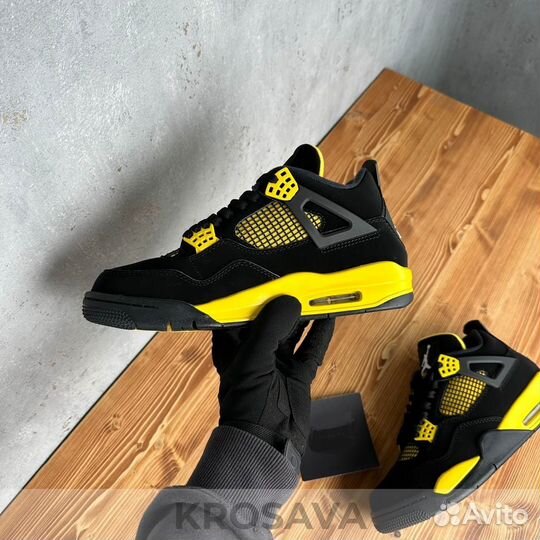 Nike Air Jordan 4 Retro Black Yellow Lux