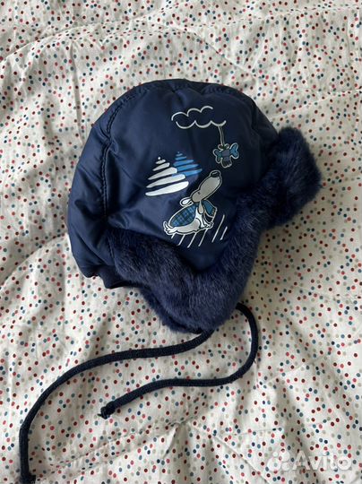 Шапочка зимняя на мальчика 0-6 мес