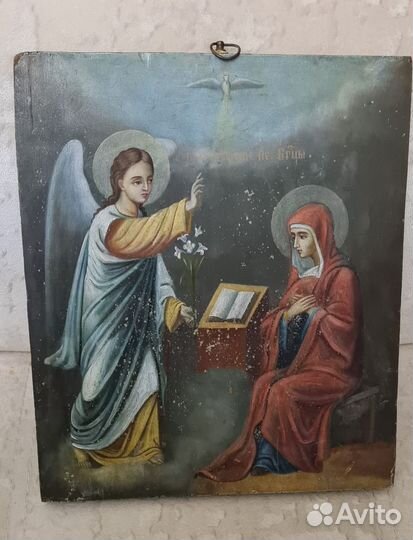 Живописная икона.19в. Благовещение. 31х26см