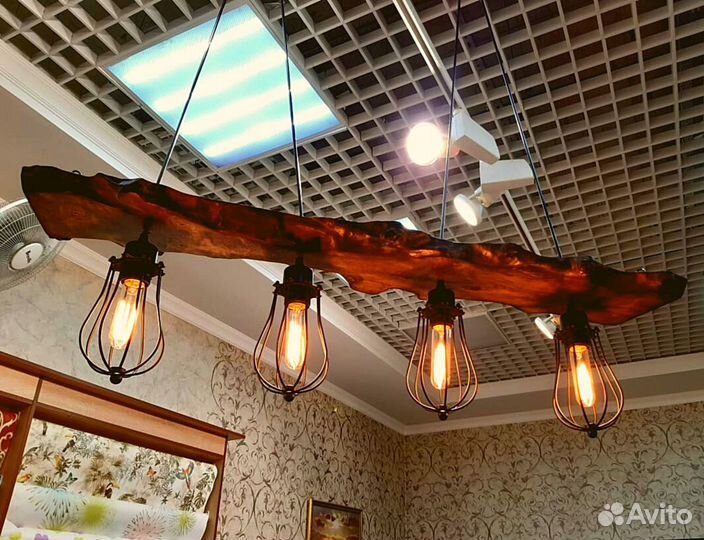 Лофт светильник / люстра из слэба