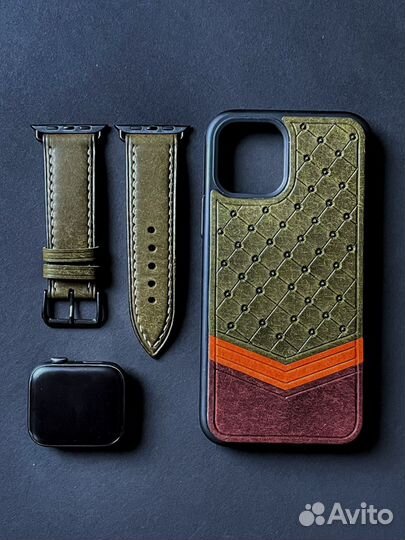 Кожаный чехол на iPhone 12, 13, 14