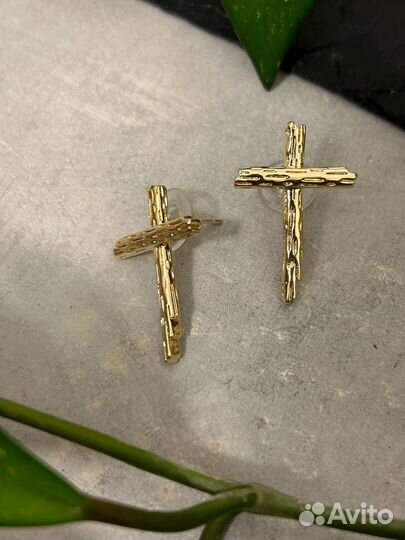 Серьги кресты капли