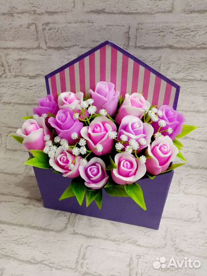 Букет роз из мыла