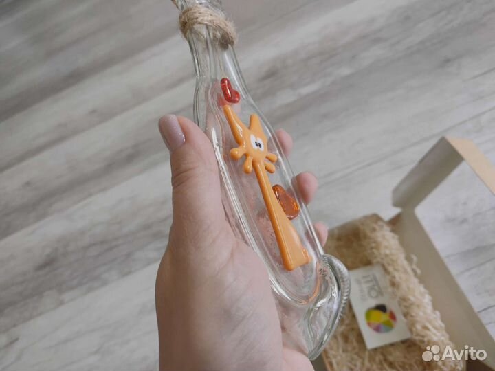 Сувенир стеклянная бутылка кошка из стекла