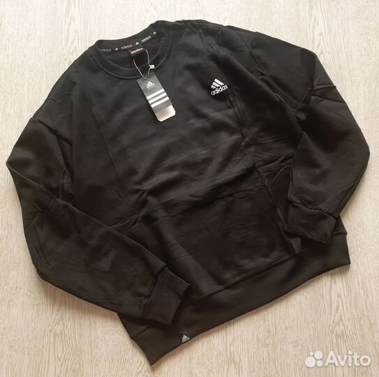 Свитшот толстовка adidas на флисе черный