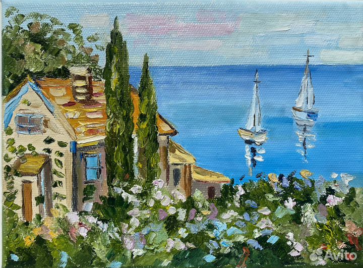 Картина маслом пейзаж море