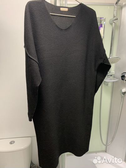 Платье теплое черное Корея (One size, L-XL)