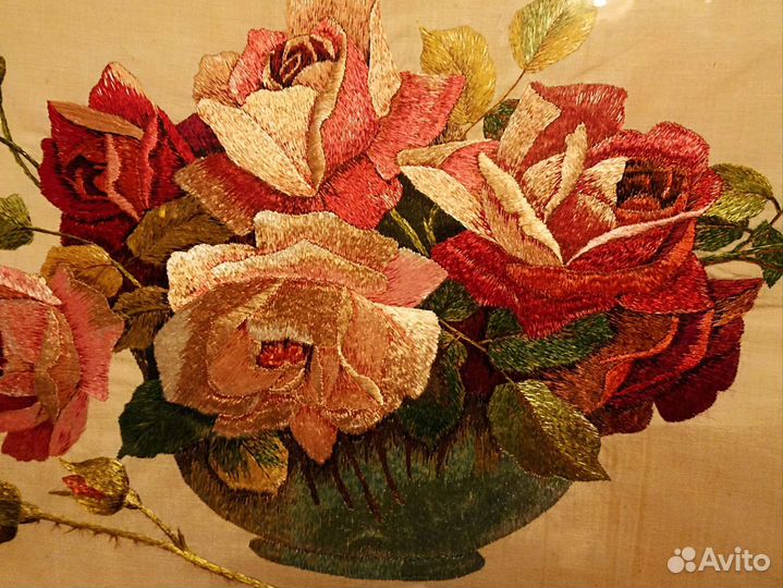 Картина вышивка гладью шёлк 50-е годы