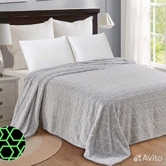 Плед светящийся 180х200 см 'Абстракция', велсофт 2