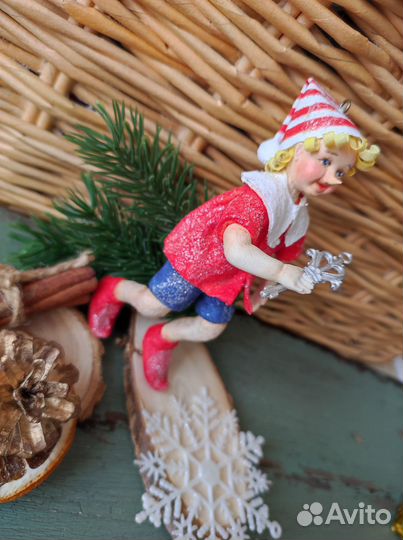 Ватная елочная игрушка 