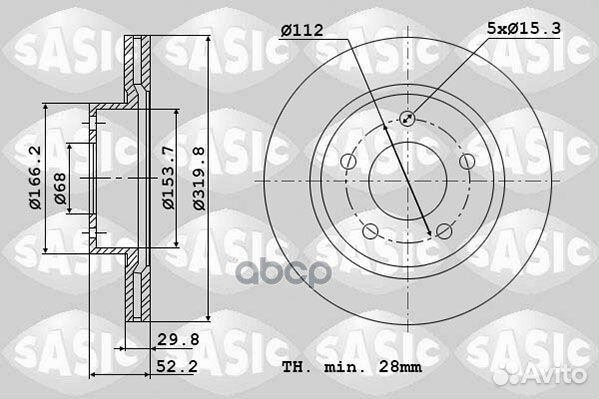 Диск тормозной audi A4/A5/Q5 6106173 Sasic