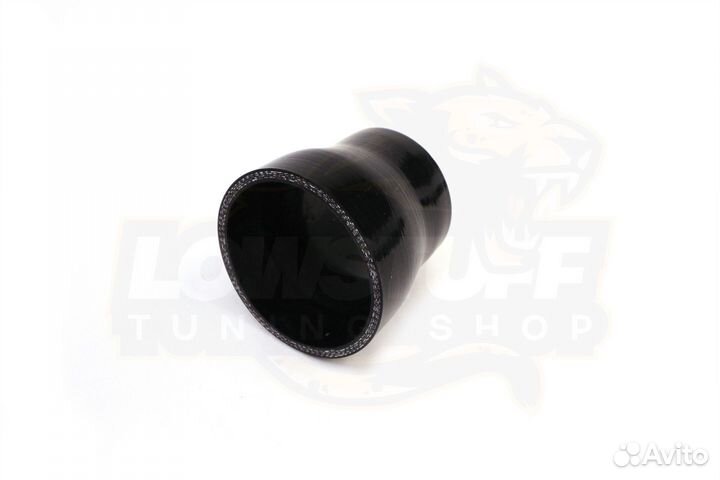 Патрубок силиконовый прямой 76 мм в 63 мм длина 76 мм стенка 5мм черный