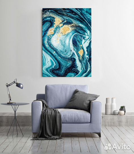 Картина бирюзовая большая