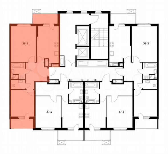 2-к. квартира, 58,9 м², 21/25 эт.