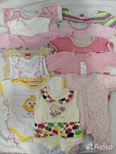 Одежда, вещи от 0 мес до года для девочки пакетом
