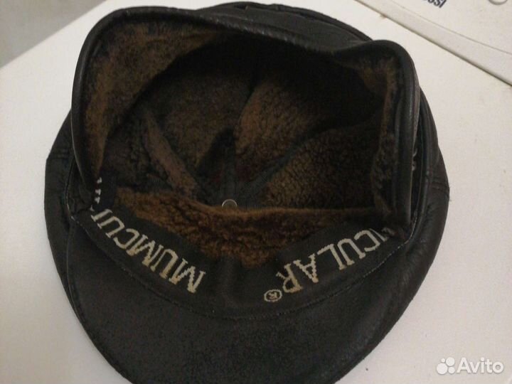 Мужская кепка натуральная кожа и мех