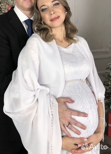 Шарф белый палантин