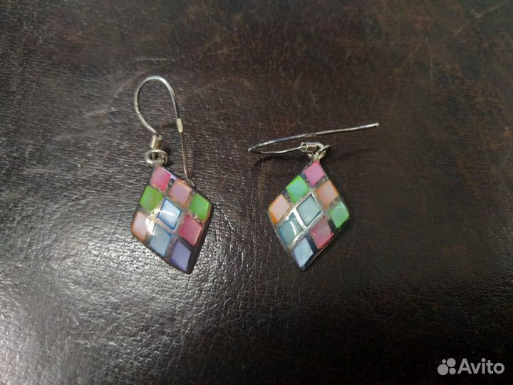 Серьги серебрянные с эмалью