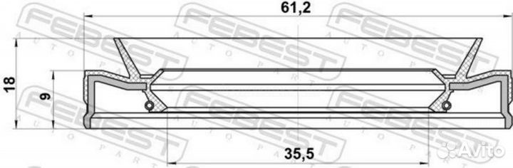 Febest 95HEY-37610918X Сальник редуктора заднего моста 35.5x61.2x9x18