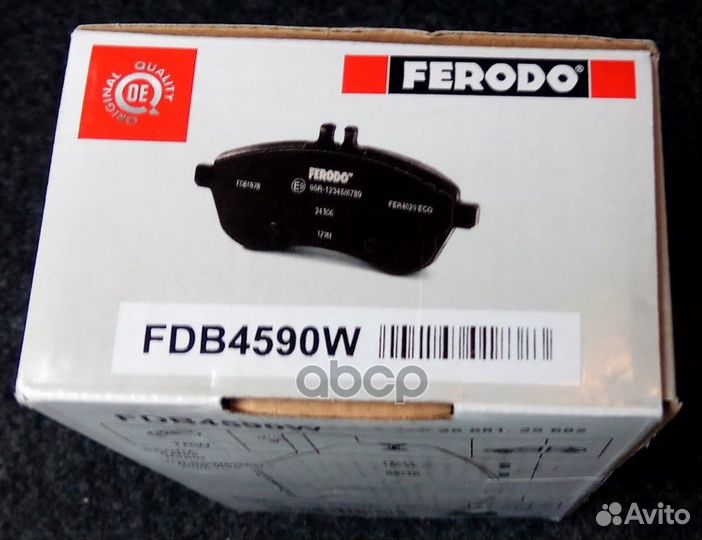 FDB4590W колодки дисковые передние131,6х17,7х5