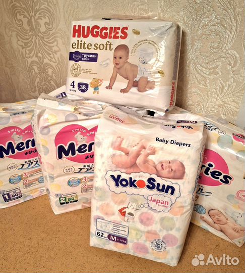 Подгузники Merries,Huggies elite soft
