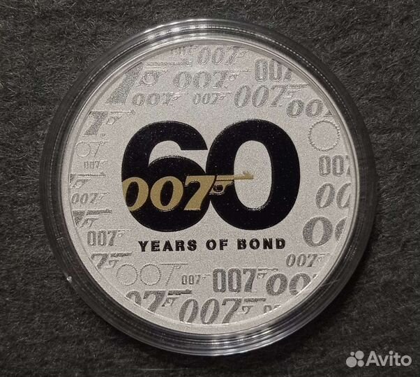 Тувалу 2022 Джеймс Бонд 60 лет агенту 007 Серебро