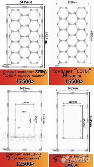 Качественное модульное освещение соты AVstore