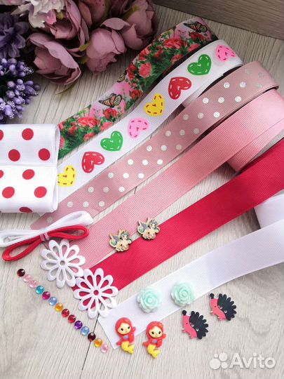 Репсовые ленты +кабашоны набор